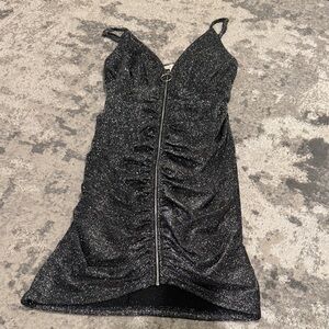 Elegant Black Glitter Mini Dress
